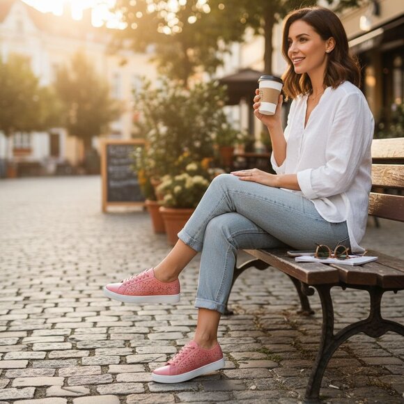 NIB Issac Mizrahi Tamara Lace Up Perforated Floral Eyelet Platform Sneakers - Picture 12 of 12